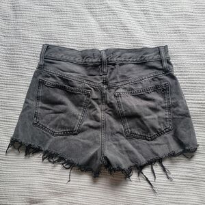 Madewell Grey Wash Cut Off High Rise Relaxed Denim Shorts